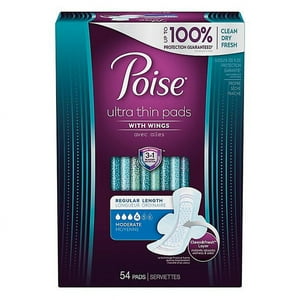 Poise Ultra Thin Moderate Wing Pad 54 Count Poise