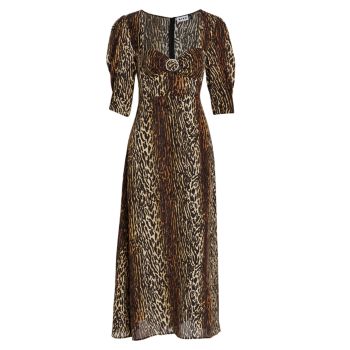 Платье миди с леопардовым принтом Karen RIXO