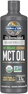 Garden of Life Dr. Formulated Brain Health 100% Organic Coconut MCT Oil 16 fl oz Unflavored, 13g MCTs, Keto & Paleo Diet Friendly Body & Brain Fuel, Certified Non-GMO Vegan & Gluten Free, Hexane-Free Garden of Life