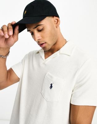 Мужская футболка-поло Polo Ralph Lauren белого цвета из хлопка махровой ткани Polo Ralph Lauren