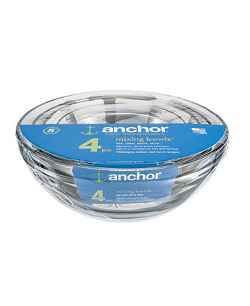 4 шт. Набор стеклянных чаш для смешивания Anchor Hocking