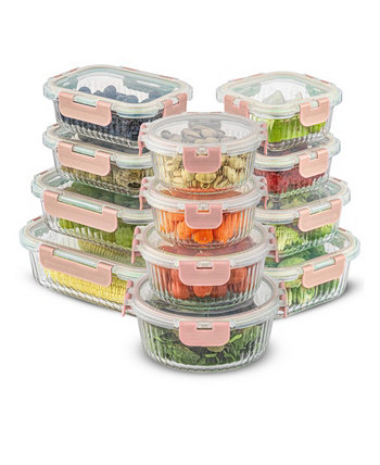 Набор рифленых контейнеров для хранения продуктов из 24 предметов с крышками JoyJolt