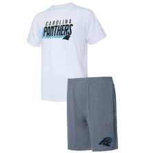 Men's Concepts Sport Charcoal/White Carolina Panthers Downfield T-Shirt & Shorts Sleep Set Unbranded