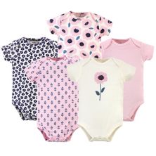 Touched by Nature Baby Girl Organic Cotton Bodysuits 5pk, Blossoms Touched by Nature