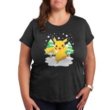 Plus Pokemon Pikachu Snowball Fight Graphic Tee Pokemon