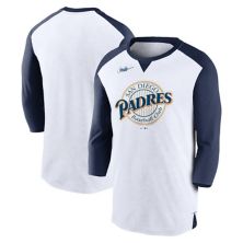 Men's Nike White/Navy San Diego Padres Rewind 3/4-Sleeve T-Shirt Nike