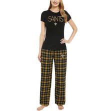 Women's Concepts Sport Black/Gold New Orleans Saints Arctic T-Shirt & Flannel Pants Sleep Set Unbranded