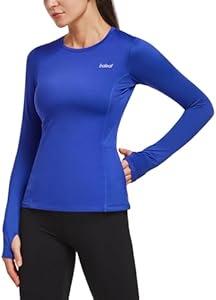 BALEAF Thermal Shirts for Women Long Sleeve Fleece Tops Running Workout Cold Weather Gear Compression Zipper Pocket Baleaf