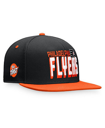 Мужская двухцветная кепка Snapback черного и оранжевого цвета в стиле ретро Philadelphia Flyers Heritage Fanatics