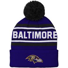 Пурпурная вязаная шапка с манжетами и помпонами для дошкольного возраста из жаккарда Baltimore Ravens 