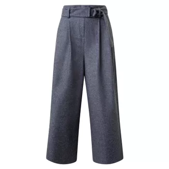 Широкие фланелевые шерстяные брюки Fiorella с поясом Akris punto