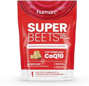 humanN SuperBeets Heart Chews Advanced - 100mg of CoQ10 Plus Beetroot & Grape Seed Extract, 60 Count HumanN