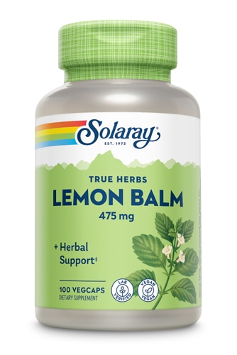 Лимонный бальзам Solaray - 475 мг - 100 растительных капсул Solaray