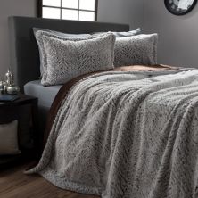 Hastings Home Faux Mink Fur Comforter Set with Shams HASTINGS HOME