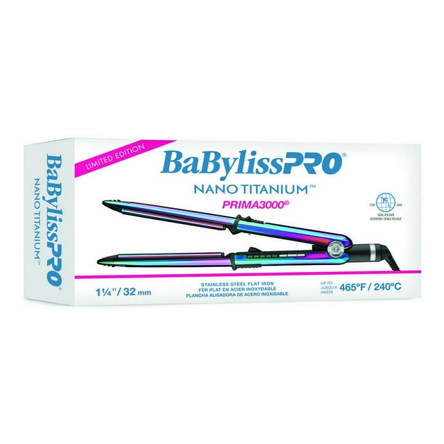 BabylissPRO Nano Titanium Limited Edition Iridescent 1 1/4" Flat Iron, Prima3000 BABYLISSPRO