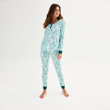 Women's LC Lauren Conrad Jammies For Your Families® Aqua Winter Tree Pajama Set LC Lauren Conrad