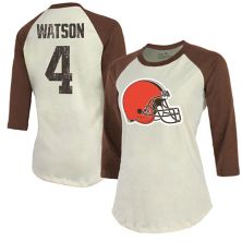 Женские Majestic Threads Deshaun Watson Cream/Brown Cleveland Browns Name &amp; Футболка с регланами и рукавами 3/4 с номером Majestic