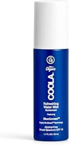 COOLA Organic Refreshing Water Mist Face Moisturizer With SPF 18, Dermatologist Tested Face Sunscreen With Plant-Derived BlueScreen Digital De-Stress Technology Coola