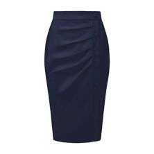 Women's Pencil Skirt High Waist Pleated Front Work Midi Skirts Hombety