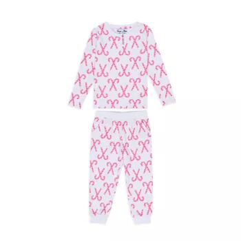 Kid's Candy Cane Long PJ Set SANT AND ABEL