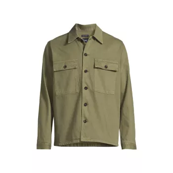 Cotton Button-Front Overshirt Drake's