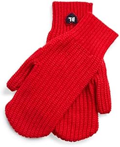 Polo Ralph Lauren Girl`s Heart Patch Wool Blend Mittens (RalphRed(7004), 7-16) Polo Ralph Lauren