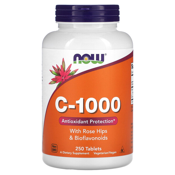 C-1000, С шиповником и биофлавоноидами, 100 таблеток NOW Foods