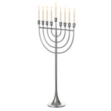 Modern Solid Metal Judaica Hanukkah Menorah 9 Branched Candelabra Vintiquewise