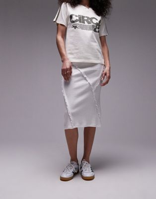 Topshop pointelle 90s length ruffle trim skirt in white TOPSHOP