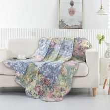 Стеганое одеяло Greenland Home Emma Patchwork с цветочным принтом, 60x50 дюймов, серое Greenland Home Fashions