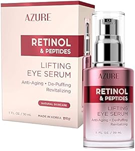 AZURE Retinol & Peptides Lifting Eye Serum - Anti Aging, De-Puffing & Revitalizing - Reduces Wrinkles, Fine Lines & Dark Under Eye Bags - Calms & Soothes - Made in Korea - 30mL / 1 fl.oz (Унции). Azure Cosmetics