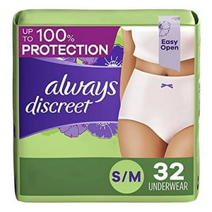 Always Discreet Adult Incontinence & Postpartum Incontinence Underwear for Women, Small/Medium, Maximum Protection, 32 Count Visit the Always Store