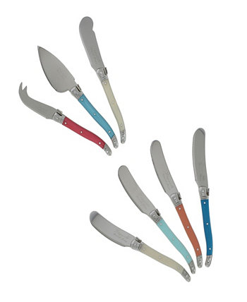 Набор ножей и насадок для сыра Laguiole Coral и Turquoise, 7 предметов French Home
