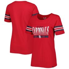 Women's New Era Red St. Louis Cardinals Team Stripe T-Shirt New Era