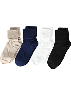 Набор из 4 бесшовных манжетов с поворотной манжетой (для младенцев / малышей / маленьких детей / больших детей / взрослых) Jefferies Socks