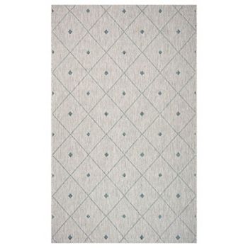 5' x 8' Blue and Gray Diamonds Rectangular Outdoor Area Throw Rug Laddha Home Designs