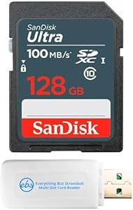 SanDisk 128GB UHS-I Ultra Memory Card SDXC Class 10 Card SDSDUNR-128G-GN3IN - Bundle with 1 Everything But Stromboli SD & MicroSD Memory Card Reader Everything But Stromboli