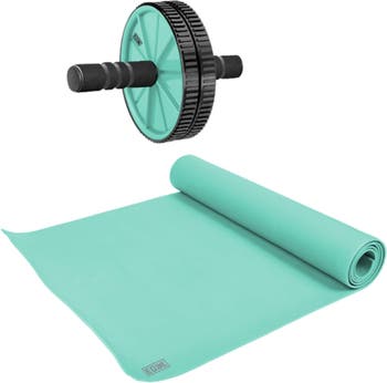 Комплект из 2 предметов коврика для йоги Seafoam для начинающих 5 мм и колеса для пресса EDX