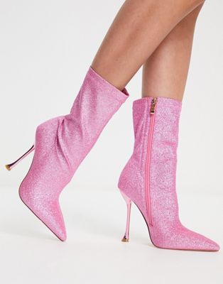 Simmi London Paolo glitter sock boots in pink  SIMMI Shoes