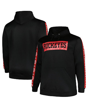 Мужской черный флисовый пуловер с капюшоном Ohio State Buckeyes Big and Tall Profile