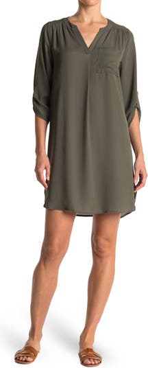 Платье-рубашка-туника с рукавами 3/4 и разрезом WEST KEI