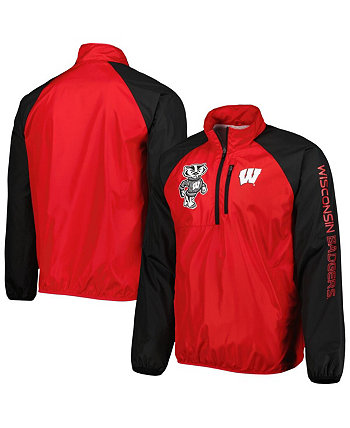 Мужская красно-черная куртка Wisconsin Badgers Point Guard с молнией до середины реглан G-III Sports