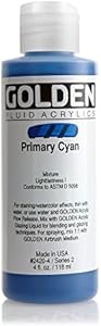 Golden Fluid Acrylic, 4 ounce bottle, Primary Cyan (2420-4) GOLDEN