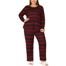 Женский пижамный комплект больших размеров с длинными рукавами и рождественским узором Agnes Orinda