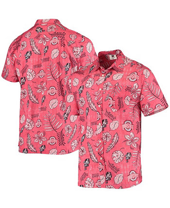 Мужская рубашка на пуговицах в винтажном стиле с цветочным рисунком Scarlet Ohio State Buckeyes Wes & Willy
