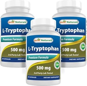 Best Naturals L-Tryptophan 500 mg 60 Capsules (60 Count (Pack of 3)) Best Naturals