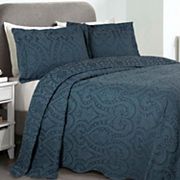 SUPERIOR Aspen Jacquard Woven Floral Scalloped Edges Bedspread & Sham Set Superior