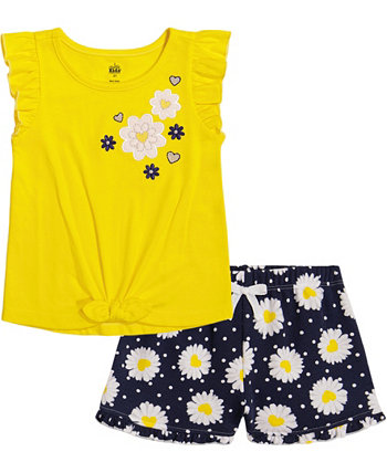 Baby Girls Flutter Sleeve Daisy T-shirt and Printed French Terry Shorts Kids Headquarters