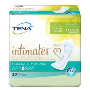 TENA Intimates Moderate Bladder Control Pad 11 Inch Length Moderate Absorbency Dry-Fast Core One Size Fits Most Female Disposable, 54284 - Pack of 20 Tena