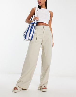 Бежевые широкие брюки с высокой посадкой In The Style x Gemma Atkinson In The Style